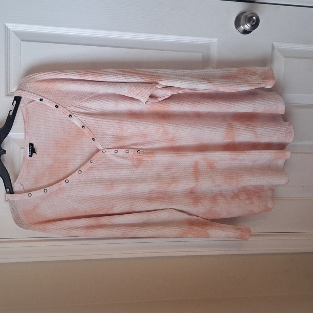 Torrid Peach Tie-Dye Waffle Knit Henly Top 4x